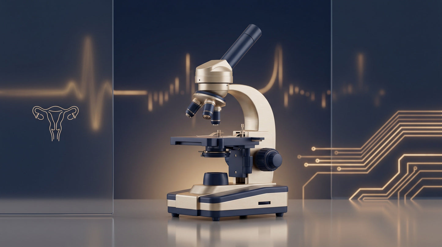 Women's health screening — microscope and gynecology