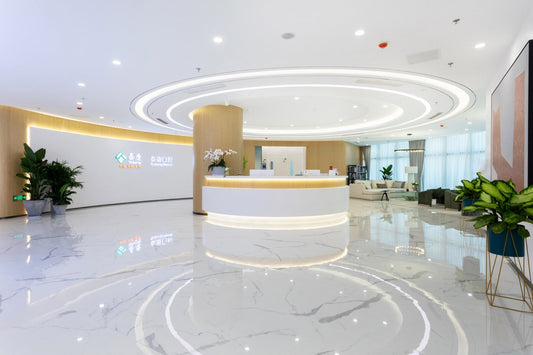 Modern lobby of a Taikang Bybo dental clinic in Nanjing, China