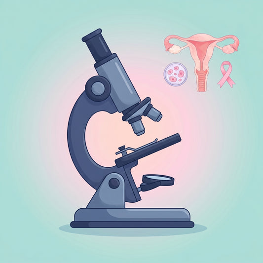 Cervical cancer screening in China — microscope and uterus illustration