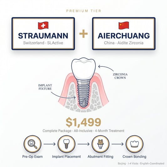 Dental implant package: Swiss Straumann + Aierchuang zirconia crown — $1,499 in Beijing