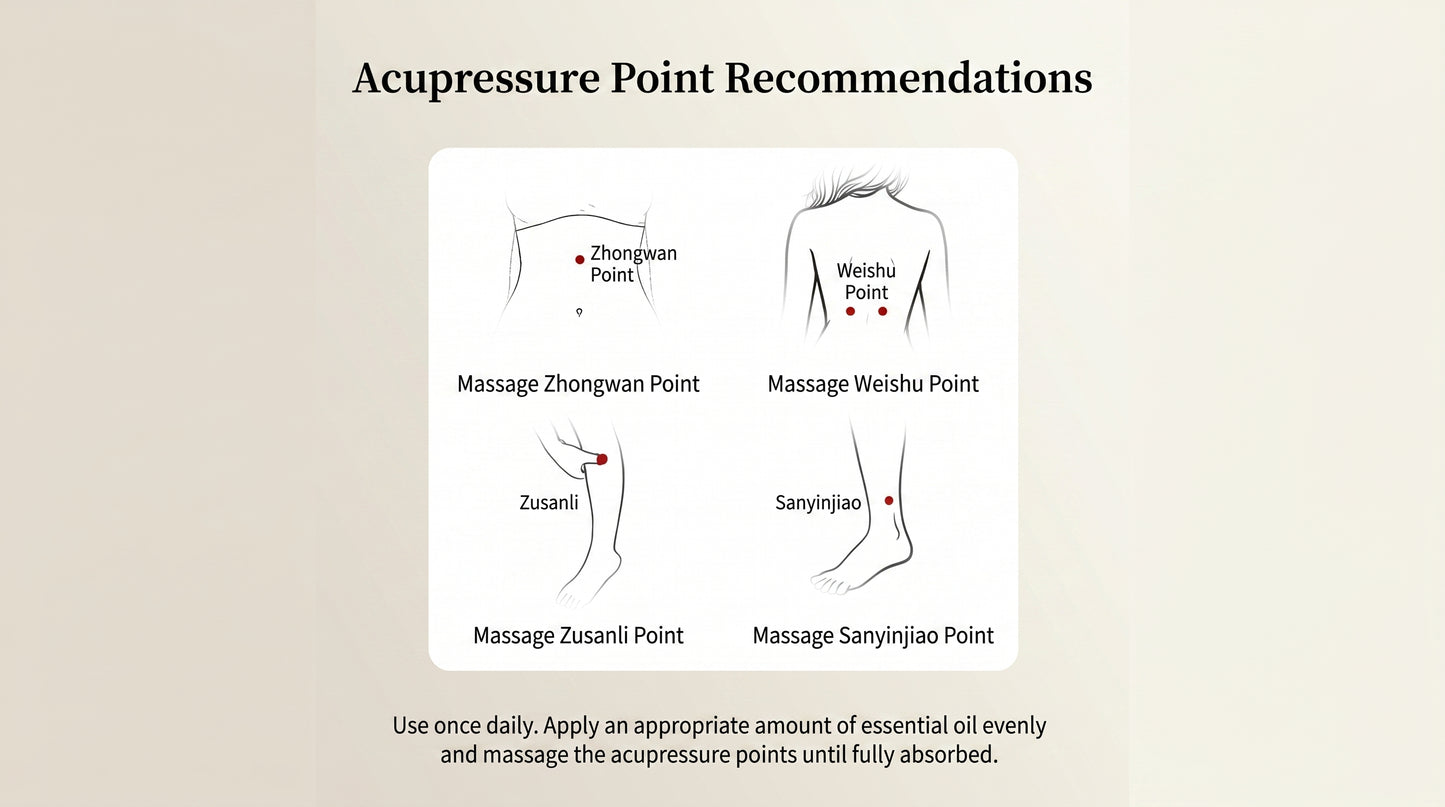 Digestive Energy Massage Oil — acupoints